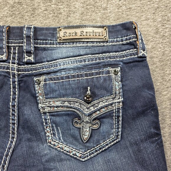 Rock Revival Jeans Womens 34 Blue Easy Boot Betty Bootcut Embroidered Denim - Picture 3 of 11